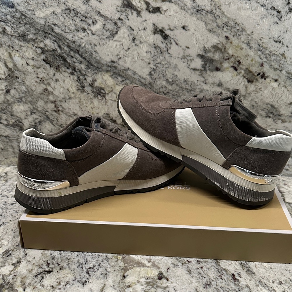 Michael Kors Grey Suede Sneakers with White Panels - Picture 3 of 7